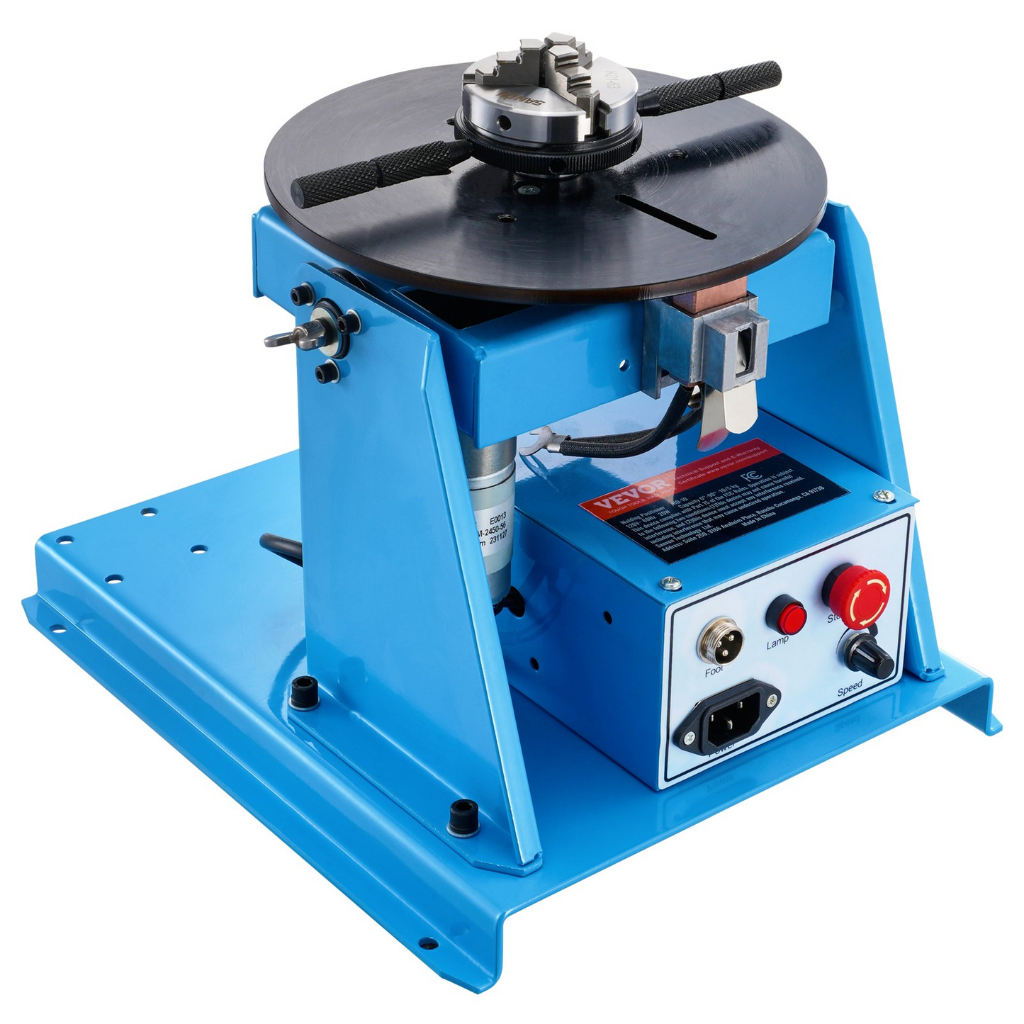 VEVOR Rotary Welding Positioner 10KG, 0-90° Welding Positioning Turntable Table with 8.1 Inch 3-Jaw Lathe Chuck, 1-12 RPM 20W Portable Welder Positioning Machine for Cutting Grinding Assembly Testing