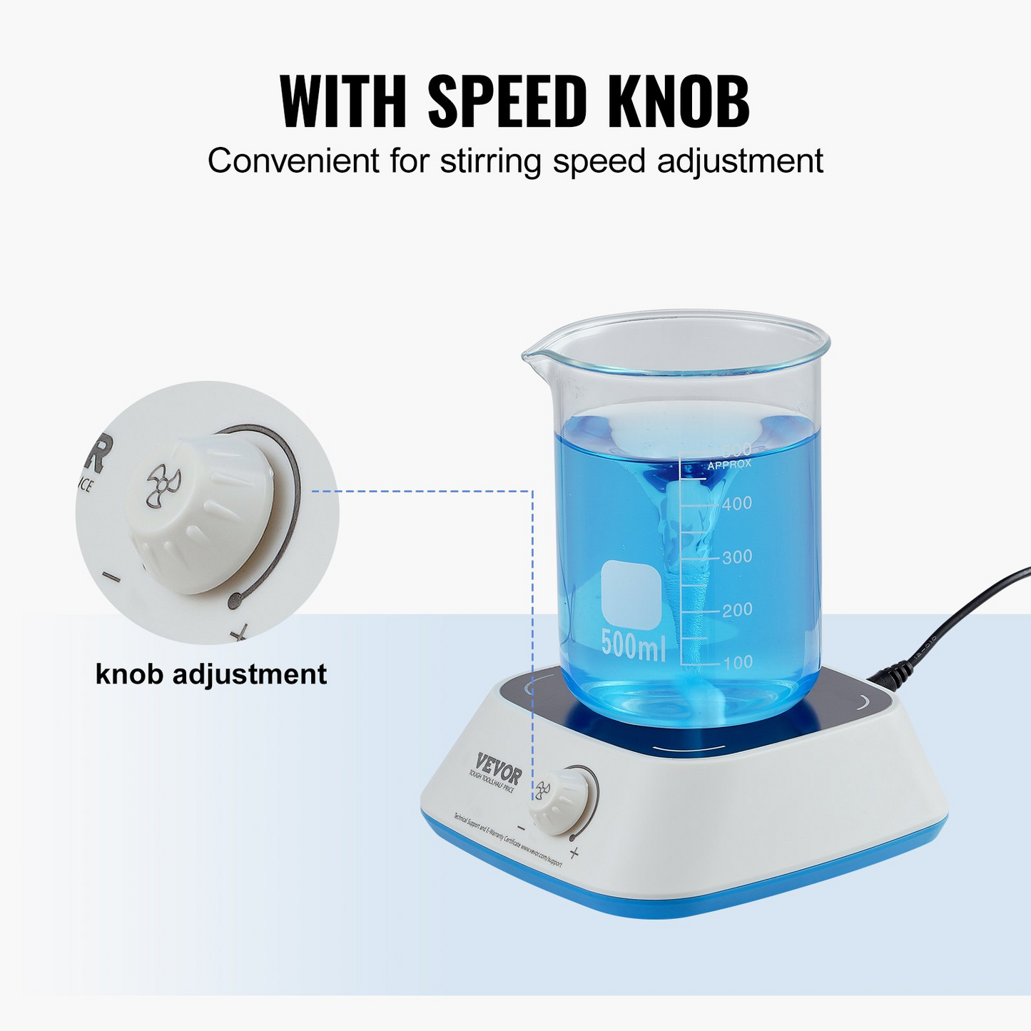 VEVOR Magnetic Stirrer, 0-2000 RPM Stir Plate with Adjustable Speed Knob, 3000mL Plate Stirrer Kit, Stir Bar Included