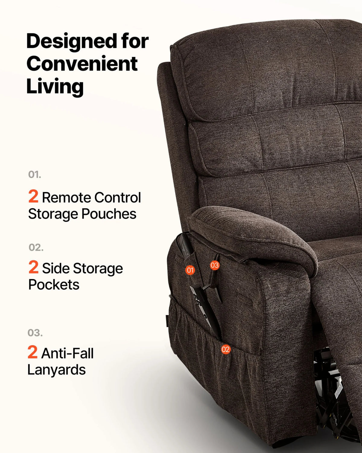 VEVOR Power Lift Recliner Chair, Dual Motor Medium Lift Chair with Heat and Massage for Elderly, Position - view 6