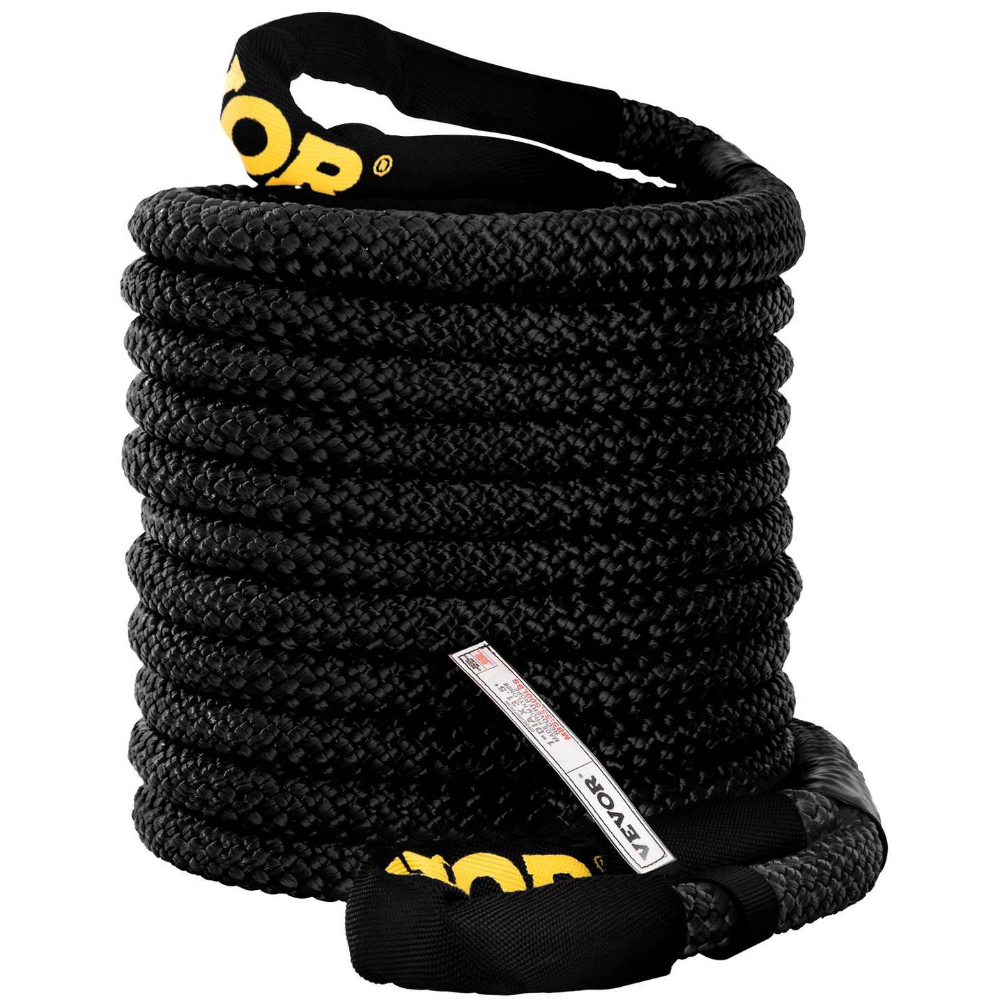 VEVOR 1" x 31.5' Kinetic Recovery Tow Rope, 33,500 lbs, Heavy Duty Double Braided Kinetic Energy Rope w/ Loops and Protective Sleeves, for Truck Off-Road Vehicle ATV UTV, Carry Bag Included, Black