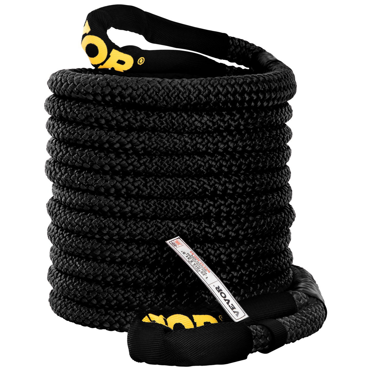 VEVOR 1-1/4" x 31.5' Kinetic Recovery & Tow Rope, 52,300 lbs, Heavy Duty Nylon Double Braided Kinetic Energy Rope, for Truck Off-Road Vehicle ATV UTV, Carry Bag Included, Black