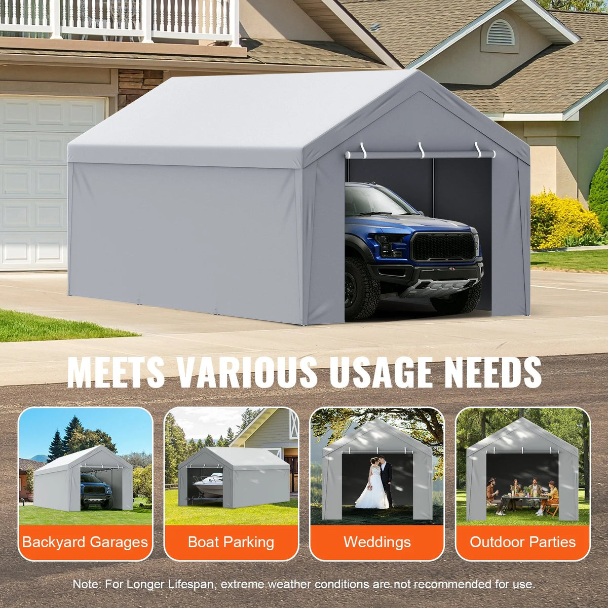 VEVOR Carport Replacement Canopy Cover Top + Side Wall 10 x 20 ft - view 7