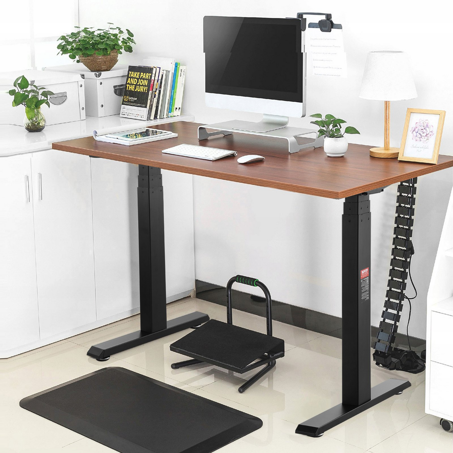 VEVOR Standing Desk Frame Dual Motor, Adjustable 26"-50.8" Height & 43.3"-70.1" Length Electric Stand Up Computer Desk Legs, Ergonomic Workstation Base for Home Office 3 Positions (Black Frame Only)