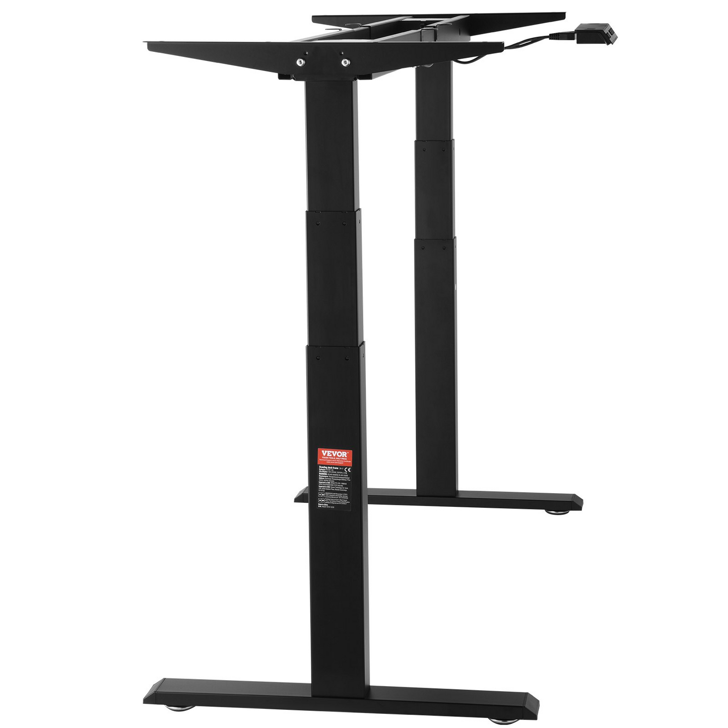 VEVOR Standing Desk Frame Dual Motor, Adjustable 26"-50.8" Height & 43.3"-70.1" Length Electric Stand Up Computer Desk Legs, Ergonomic Workstation Base for Home Office 3 Positions (Black Frame Only)