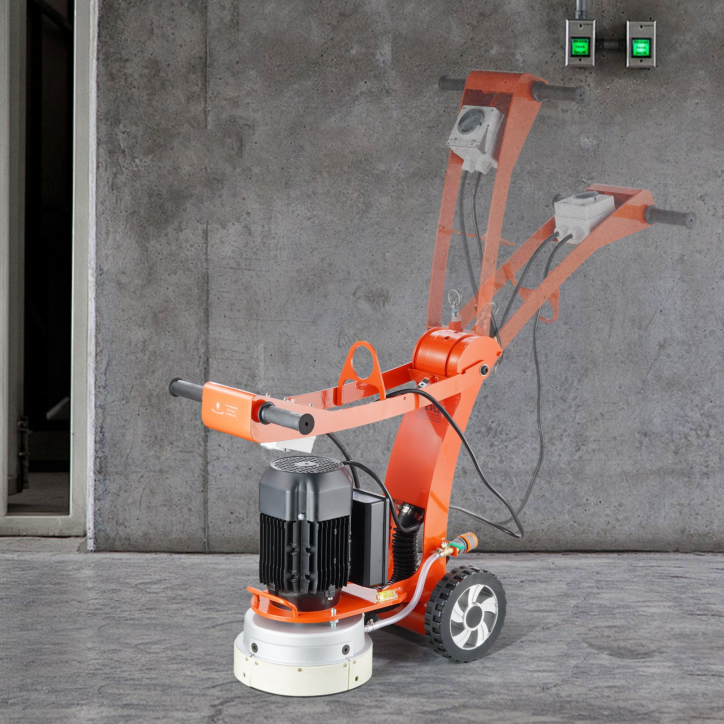 VEVOR Electric Concrete Floor Grinder 10" Walk-Behind Grinder 1.7HP Concrete Floor Polisher, 1300W Grinding Machine, 1720RPM Upgrade Brushless Motor Surfacing Grinder for Granite/Marble/Stones