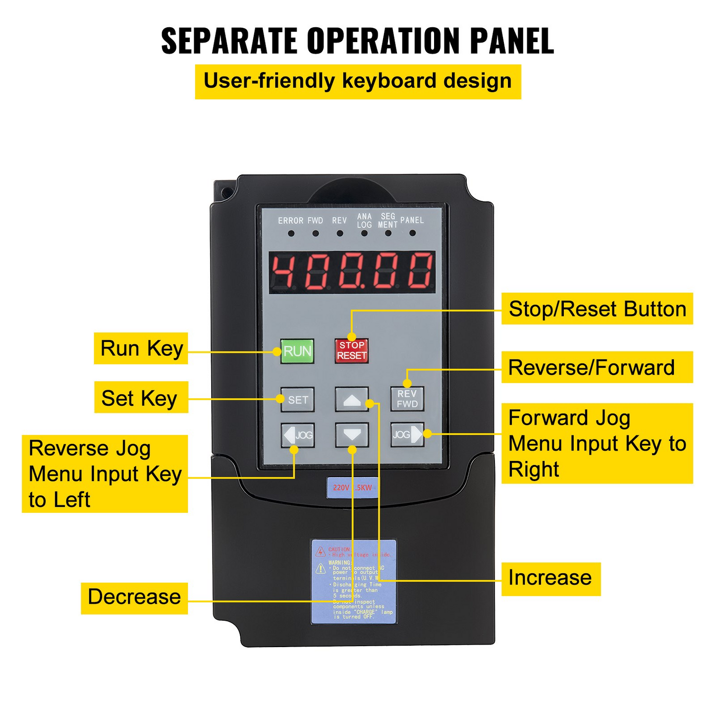 VEVOR Control CNC VFD 220V 5.5 KW 7HP Variable Frequency Drive 36A CNC Motor Drive Controller Inverter Converter 400 Hz 1 or 3 Phase Input 3 Phase Output for Spindle Motor Speed Control