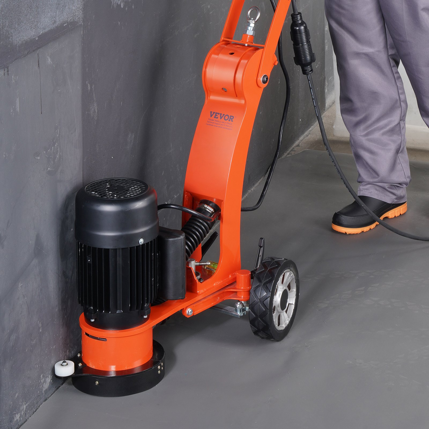 VEVOR Electric Concrete Floor Grinder 7" Walk-Behind Grinder 1.7HP Concrete Floor Polisher, 1300W Grinding Machine, 1720RPM Upgrade Brushless Motor Surfacing Grinder for Granite/Marble/Stones