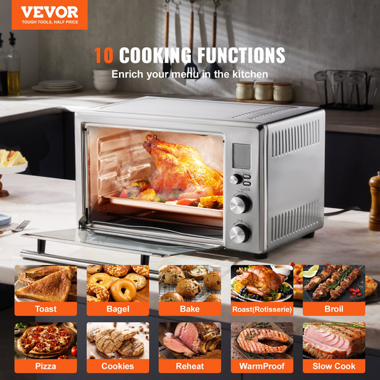 VEVOR Countertop Convection Oven 28L Toaster Baker 10-IN-1 1800W for Home Use