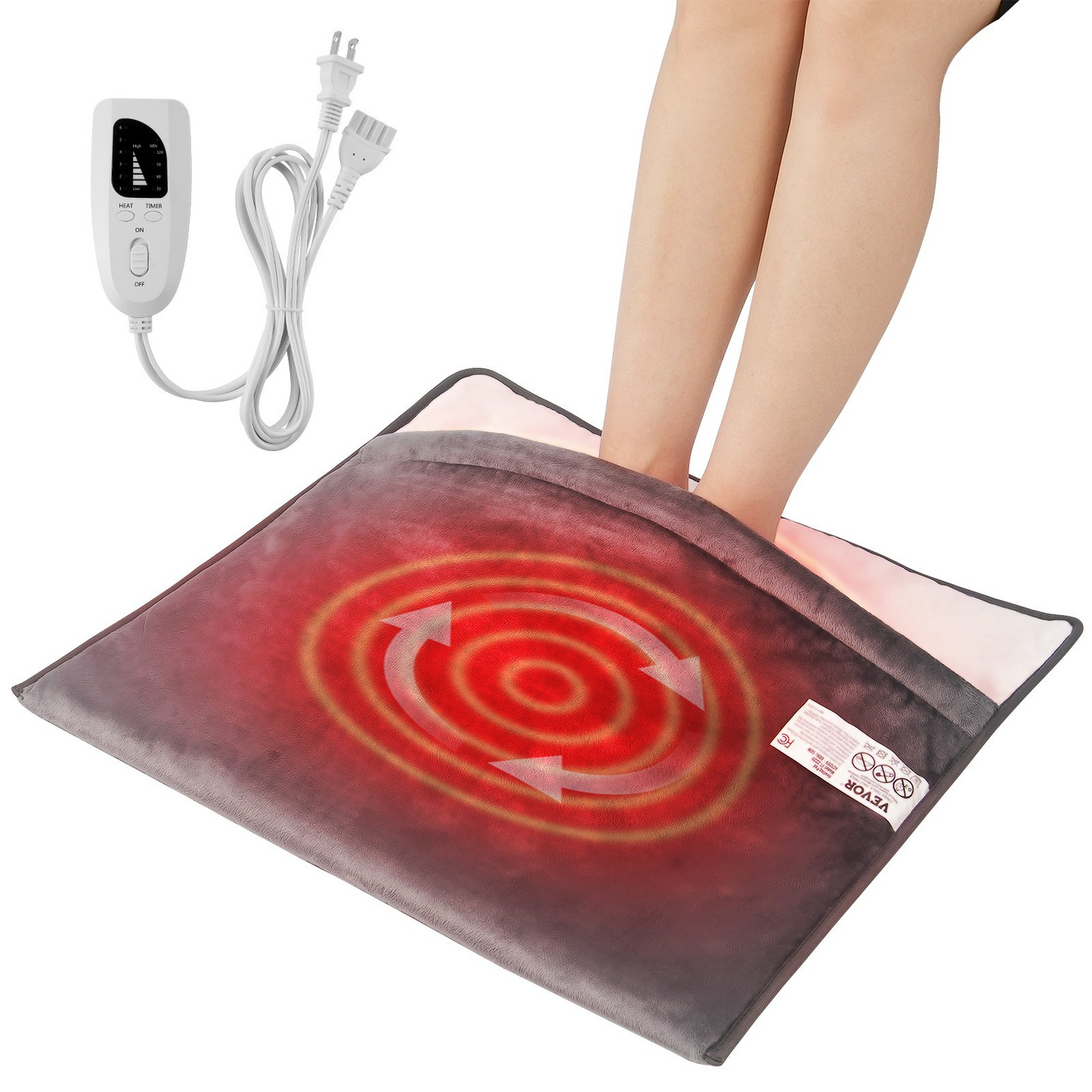 VEVOR Electric Heated Foot Warmer Soft Flannel Foot Heating Pad 21.5" x 19.0"