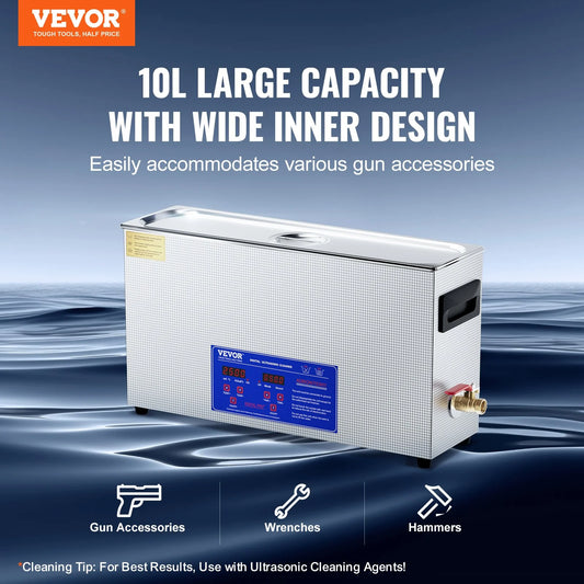 VEVOR 10L Ultrasonic Gun Cleaner, 300W Professional Ultra Sonic Cleaning Machine with Timer & - view 1