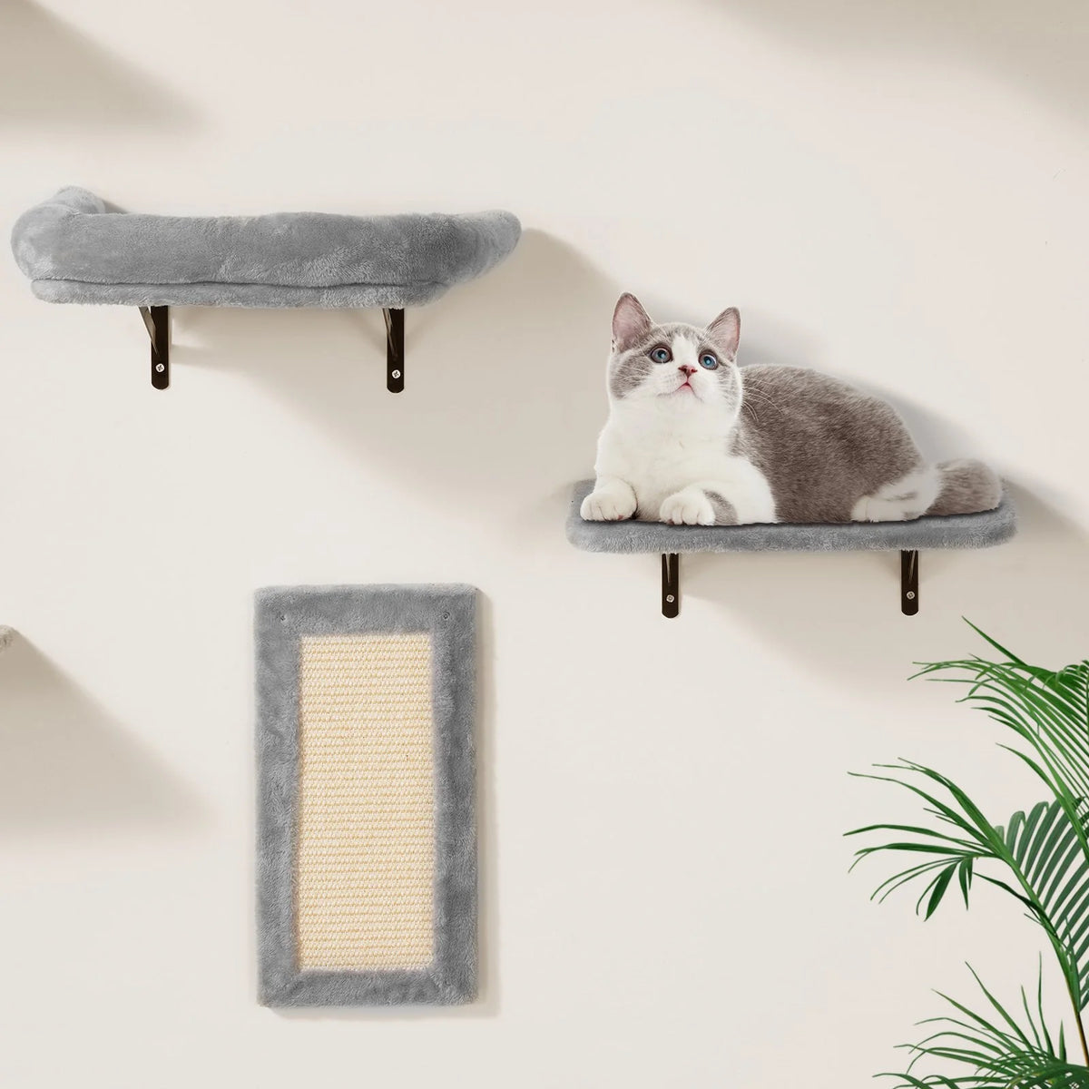 VEVOR Wall Mounted Cat Shelves Tree with Jump Boards Hammock Sofa Grip Set of 6 - view 7