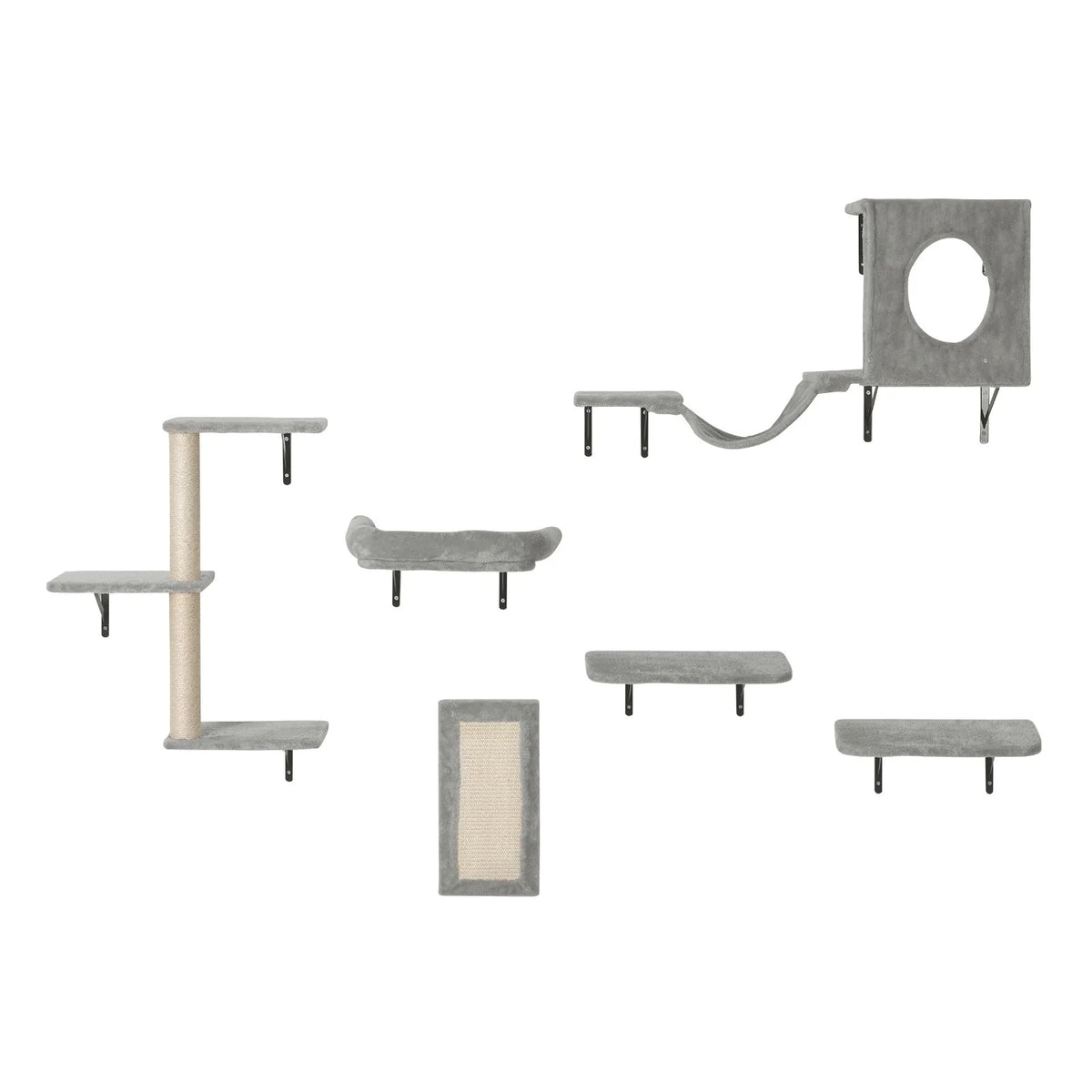 VEVOR Wall Mounted Cat Shelves Tree with Jump Boards Hammock Sofa Grip Set of 6 - view 10