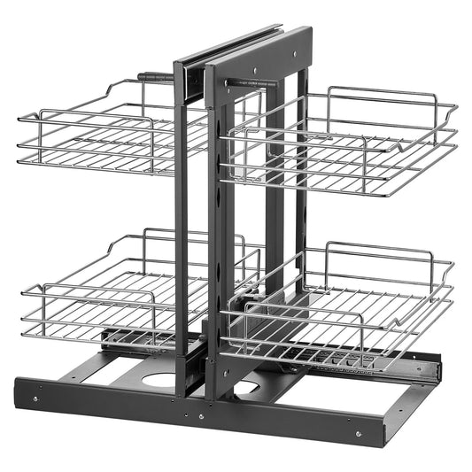 2 Tier 4 Shelf Blind Corner Pull Out Organizer Chrome Kitchen Cabinet Basket - view 1