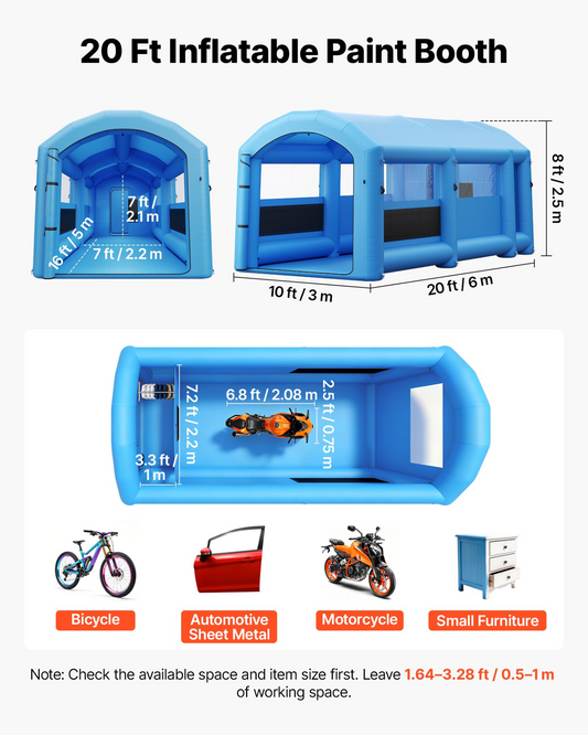 VEVOR Inflatable Paint Booth 20 x 10 x 8 ft