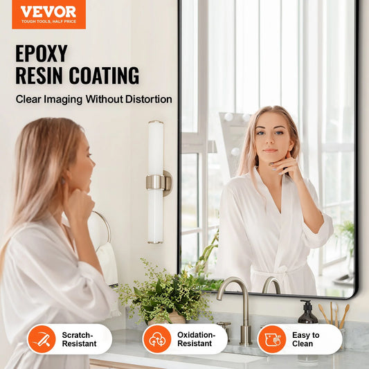 Square Wall Mounted Mirror 30" x 55" Mirror with Aluminium Alloy Frame - view 1