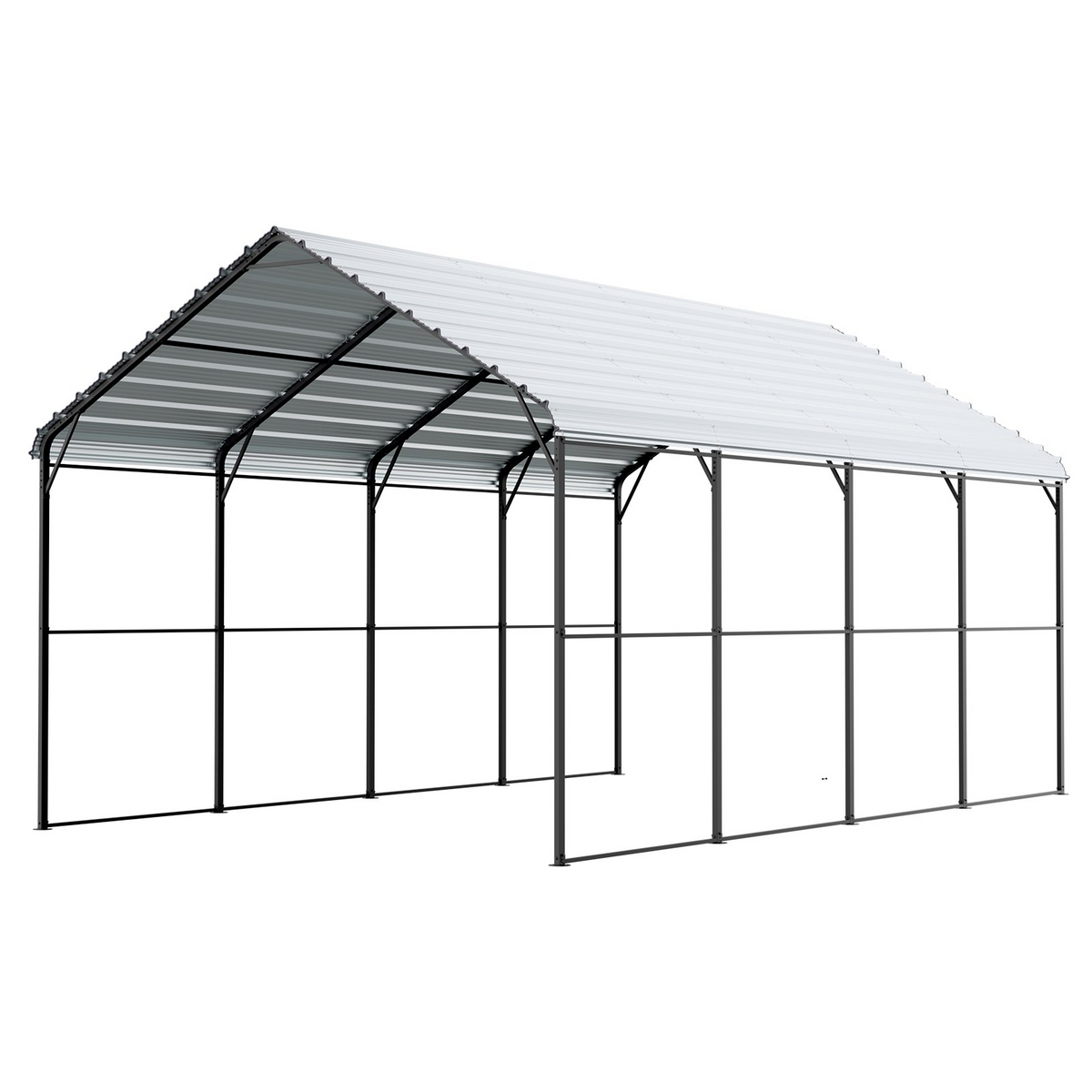 VEVOR Heavy Duty Metal Carport 12' x 20' Outdoor Carport with Galvanized Steel Frame & Roof - view 8