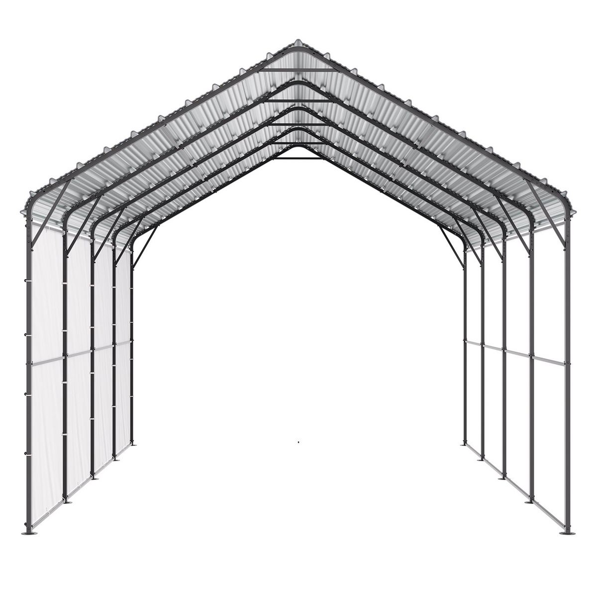 VEVOR Heavy Duty Metal Carport 12' x 20' Outdoor Carport with Galvanized Steel Frame & Roof - view 10