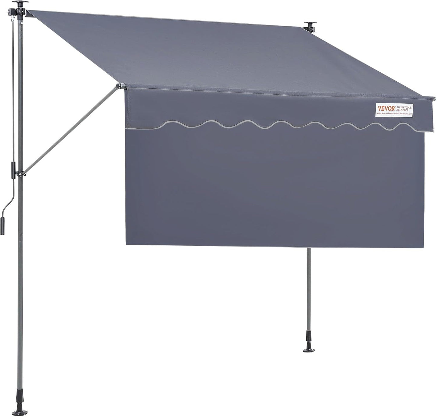 VEVOR Manual Retractable Awning, 78" Outdoor Retractable Patio Awning Sunshade Shelter, Adjustable Patio Door Window Awning Canopy with 39" Sun Shade Curtain for Backyard, Garden, Balcony