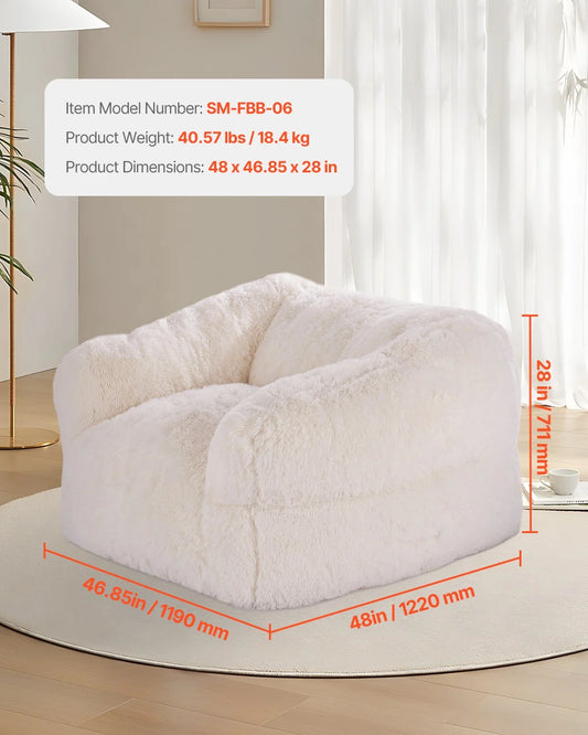 Bean Bag Chair BeanBag Sofa Chair with Armrests for Adults Plush Beige - view 1