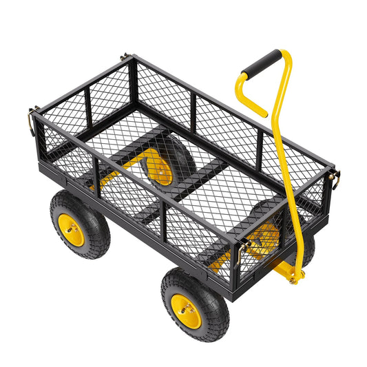 Steel Garden Cart 500lb Capacity Heavy Duty Yard Wagon Utility Cart 10in Tires - view 1