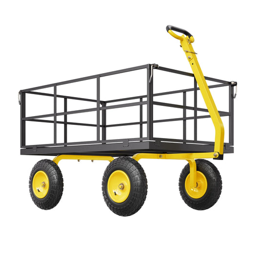 Steel Garden Cart 1400lb Capacity Heavy Duty Yard Wagon Utility Cart 13in Tires - view 1
