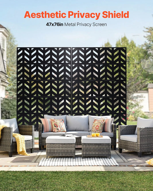 Metal Privacy Screen 47" x 72" Freestanding Outdoor Privacy Screens for Patio - view 1