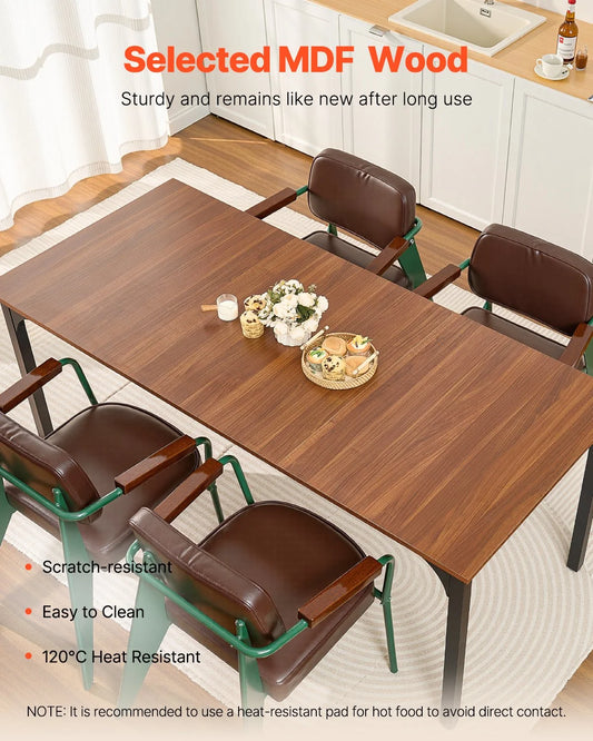 71in Rectangle Dining Table Wood Kitchen Table for 6-8 Person Brown (Only Table) - view 1