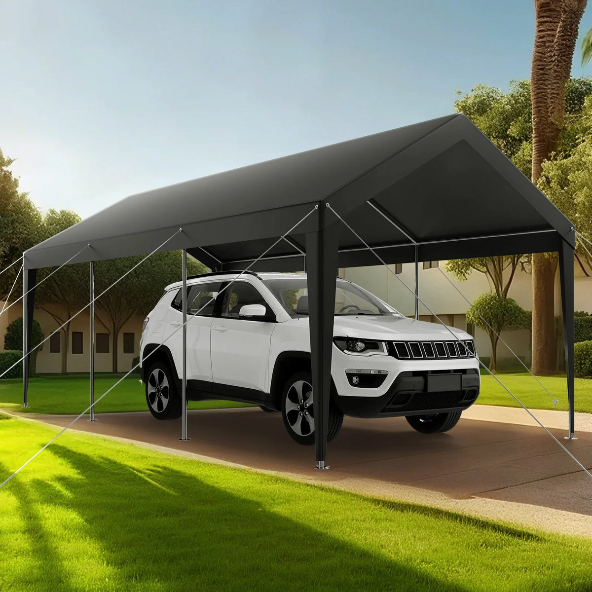 Carport Car Canopy 10 x 20 FT Heavy Duty Portable Car Garage Shelter Tent Grey - view 7