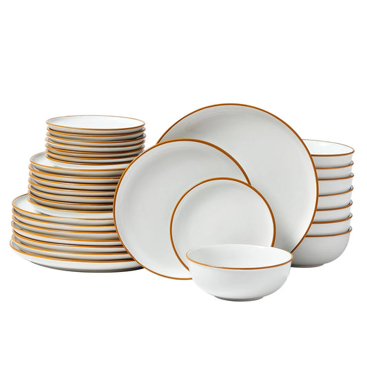 32 PCS Dinnerware Set Ceramic Plates and Bowls Sets Service for 8 White - view 1