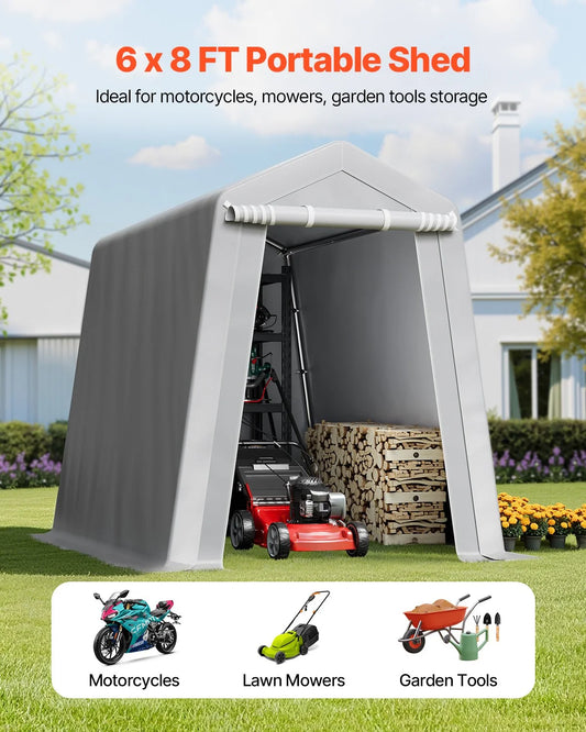 Outdoor Storage Shelter Shed 6x8 ft Waterproof Portable Canopy Carport Tent - view 1