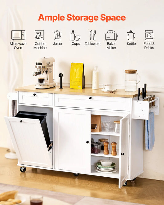 60in Kitchen Island Cart Rolling Storage Cabinet Table with Drawer Drop Leaf - view 1