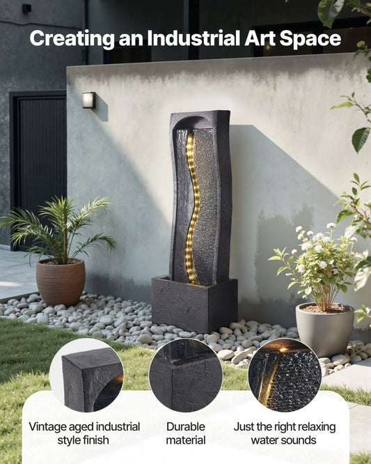 Outdoor Water Fountain 1-Tier Rock Base Style 38.58 in Height Fountains - view 1