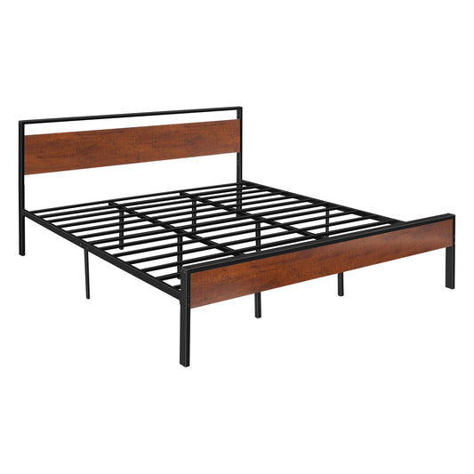 King Size Metal Platform Bed Frame with Headboard & Under-Bed Storage 14 Inch - view 1