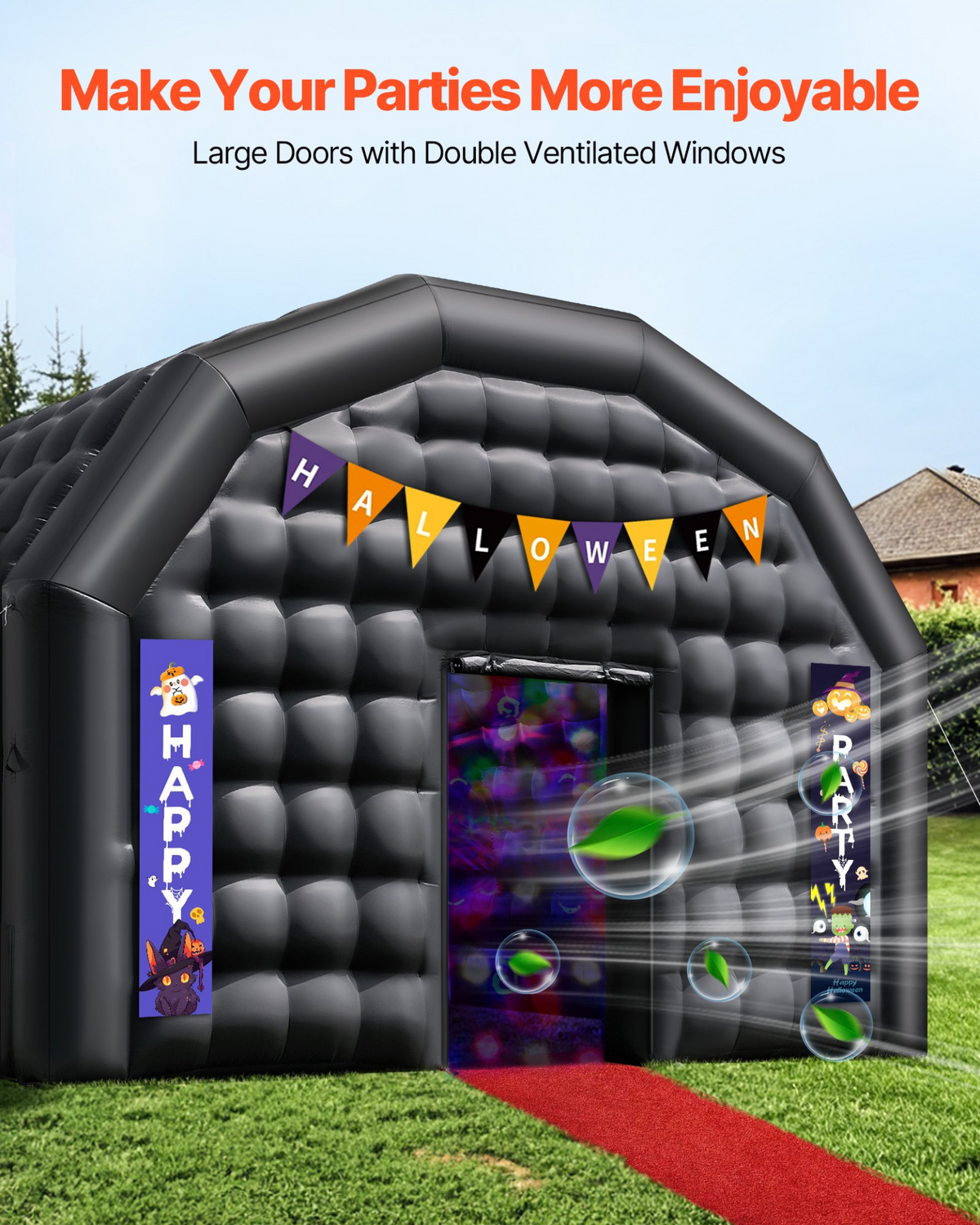VEVOR Inflatable Nightclub 26.2 x 19.7 x 13.1 ft Inflatable Party Tent with 1100W Blower & Sandbag - view 3
