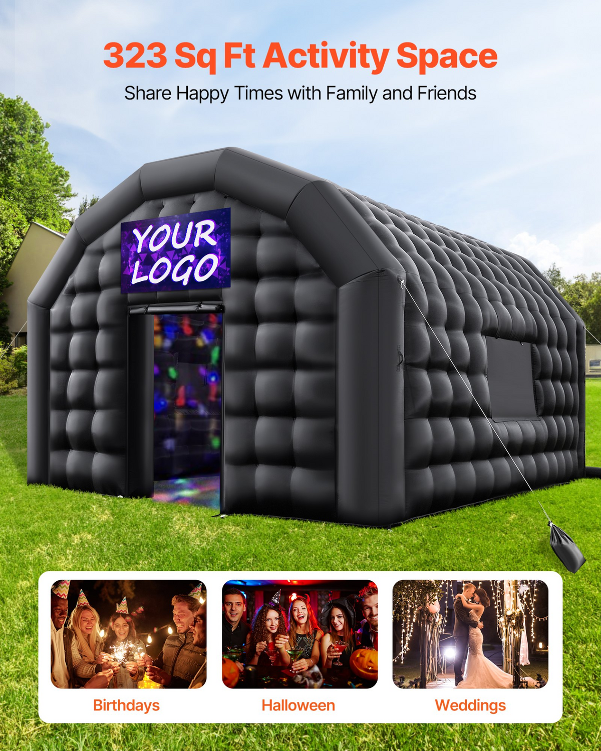 VEVOR Inflatable Nightclub 19.7 x 16.4 x 12 ft Inflatable Party Tent with 680W Blower & Sandbag