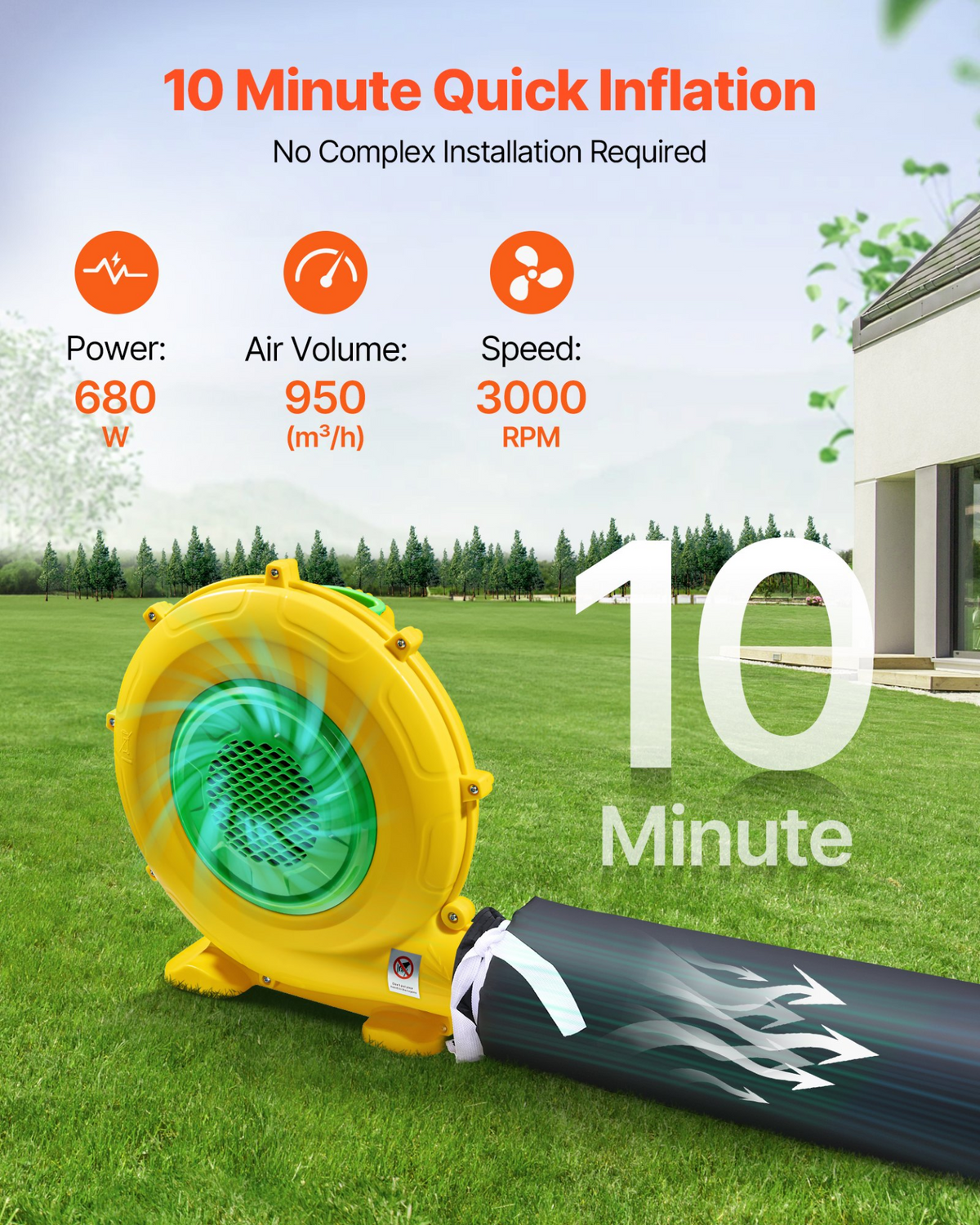 VEVOR Inflatable Nightclub 19.7 x 16.4 x 12 ft Inflatable Party Tent with 680W Blower & Sandbag - view 2