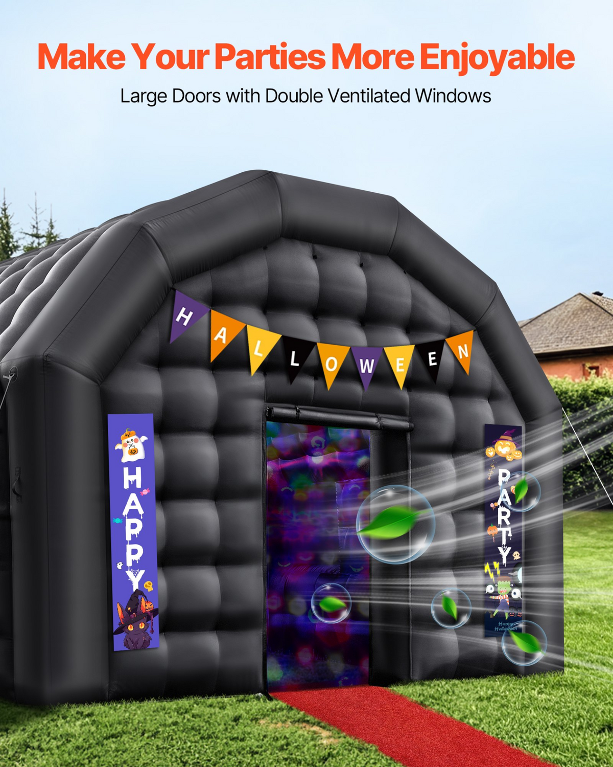 VEVOR Inflatable Nightclub 19.7 x 16.4 x 12 ft Inflatable Party Tent with 680W Blower & Sandbag - view 3