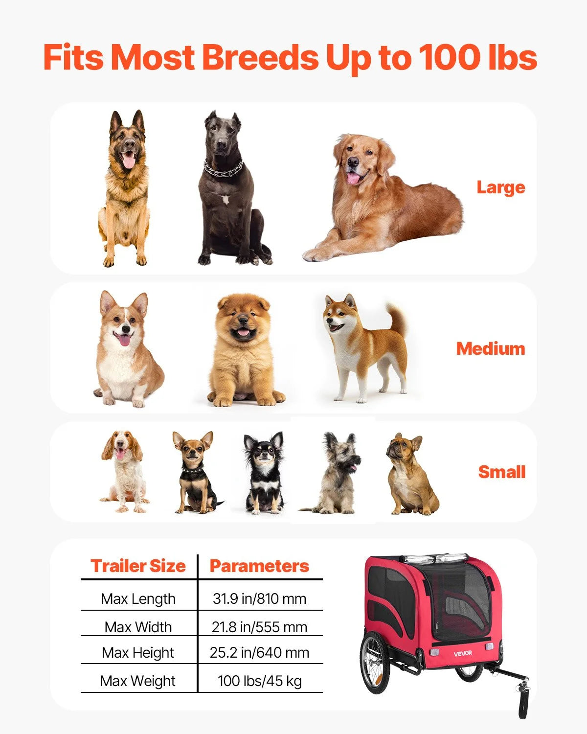 VEVOR Dog Bike Trailer Supports up to 100 lbs - view 2