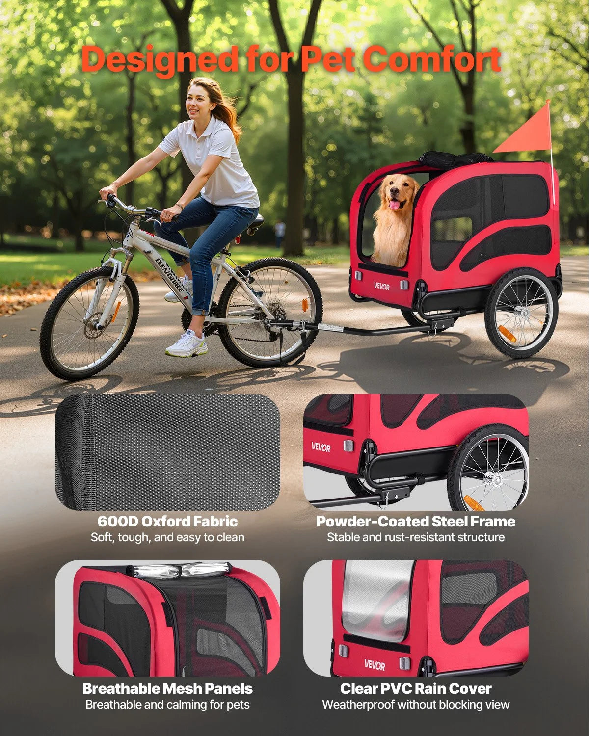 VEVOR Dog Bike Trailer Supports up to 100 lbs - view 3
