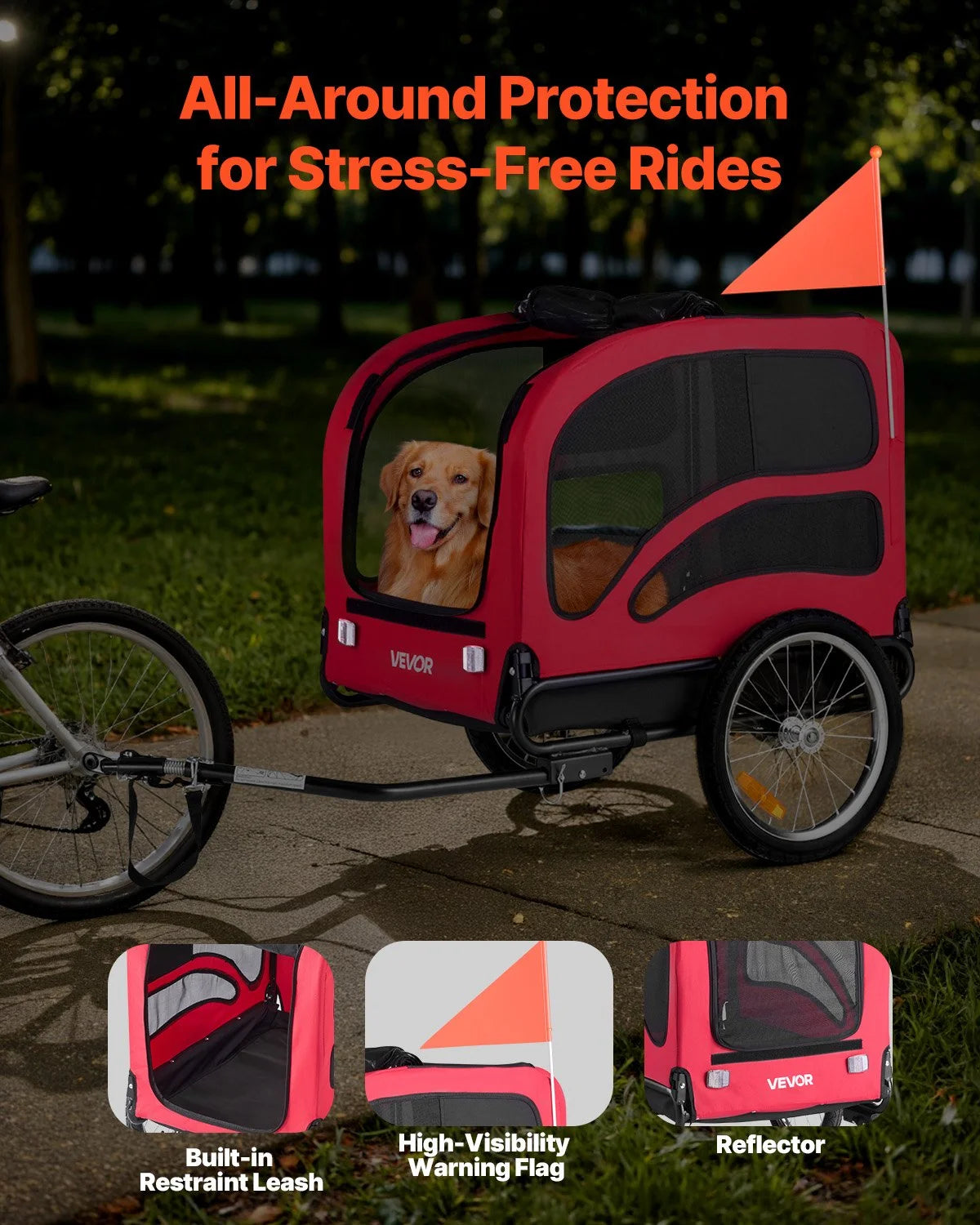 VEVOR Dog Bike Trailer Supports up to 100 lbs - view 4
