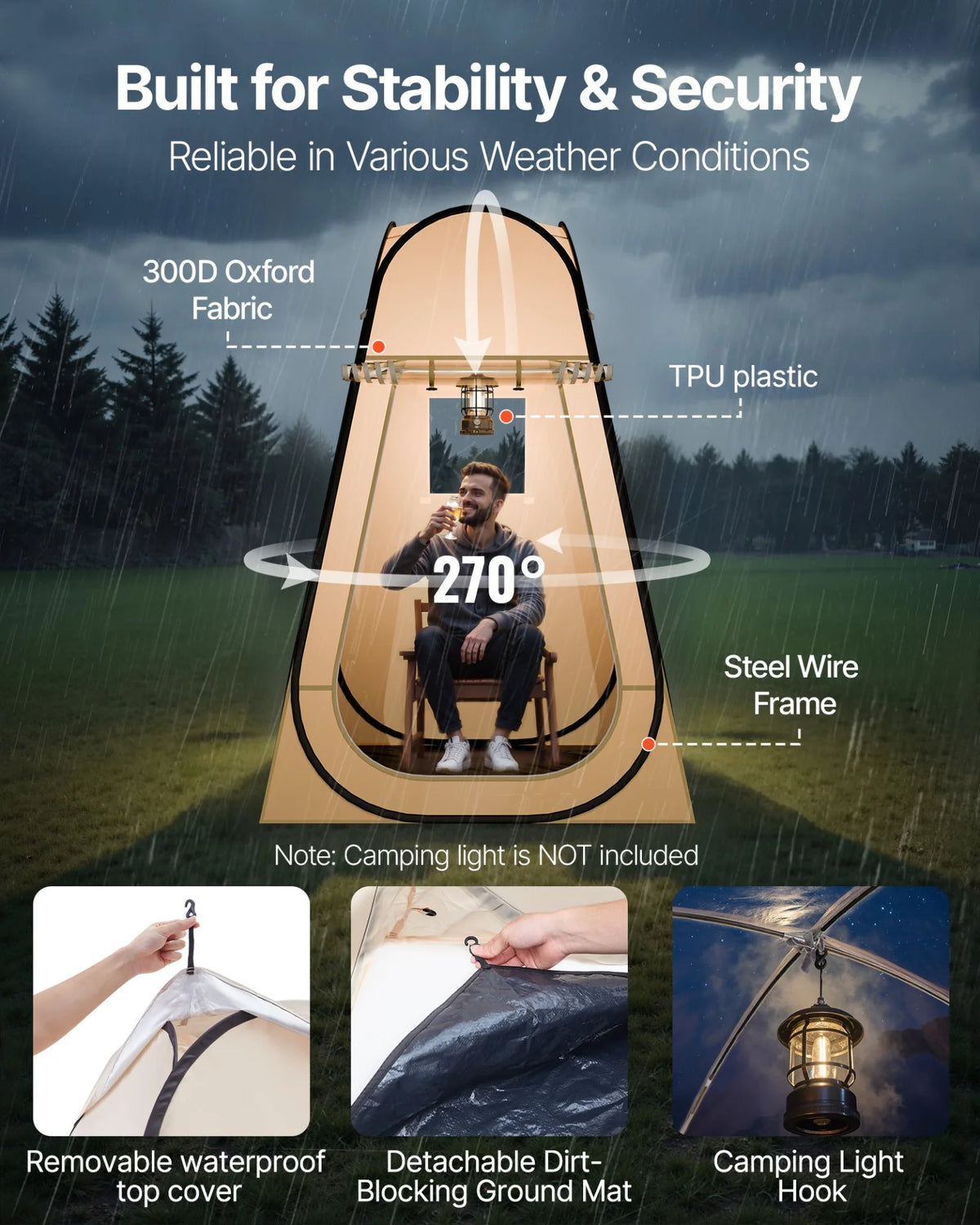 VEVOR Pop up Sports Tent 47x47 in Outdoor Clear Bubble Tent Weather Proof Pod - view 3