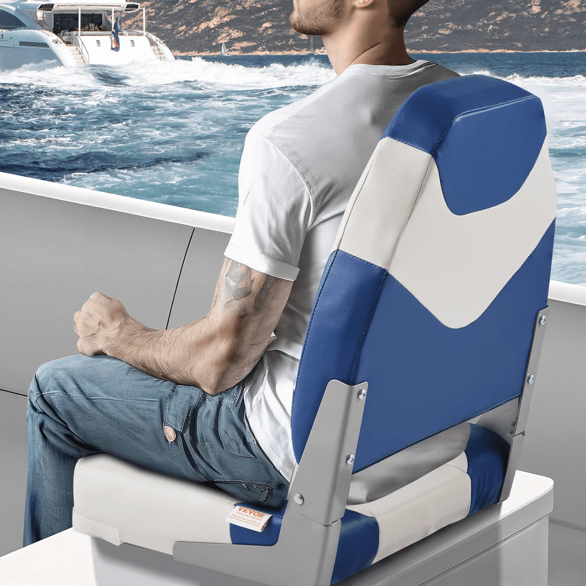 VEVOR Boat Seats, 21.85" High Back Boat Seat, Folding Boat Chair with Thickened Sponge Padding and Hinge - view 17