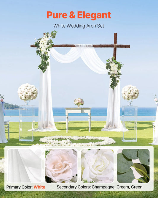 Artificial Wedding Arch Flowers Kit White With 2 Pcs Flowers 1 Pcs Drapes - view 1