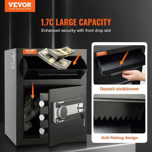 VEVOR 1.7 Cub Depository Safe, Deposit Safe with Drop Slot, Electronic Code Lock and 2 Emergency - view 1