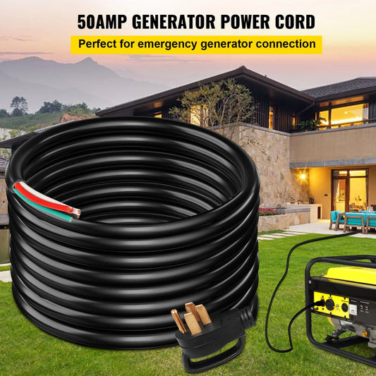 VEVOR  15Ft 50 Amp Generator Extension Cord 4 Wire 6 Gauge STW 6/3+8/1 Generator Cord 125V 250V - view 1