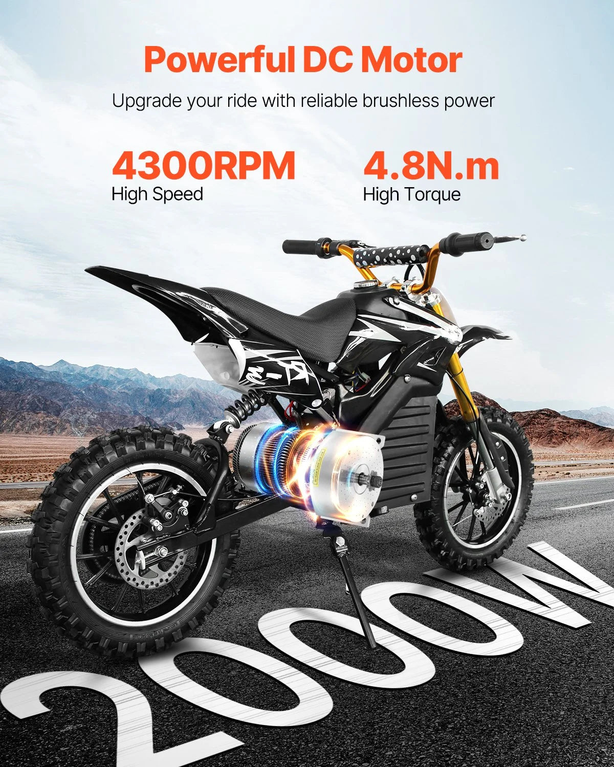 VEVOR 2000W Electric Brushless DC Motor Kit - 48V 4300rpm Motor with Upgraded Speed Controller and - view 1