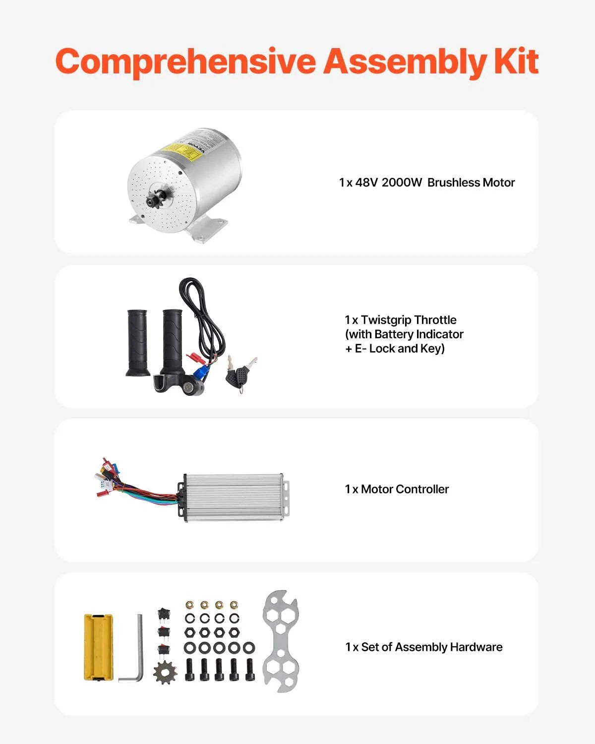 VEVOR 2000W Electric Brushless DC Motor Kit - 48V 4300rpm Motor with Upgraded Speed Controller and - view 4