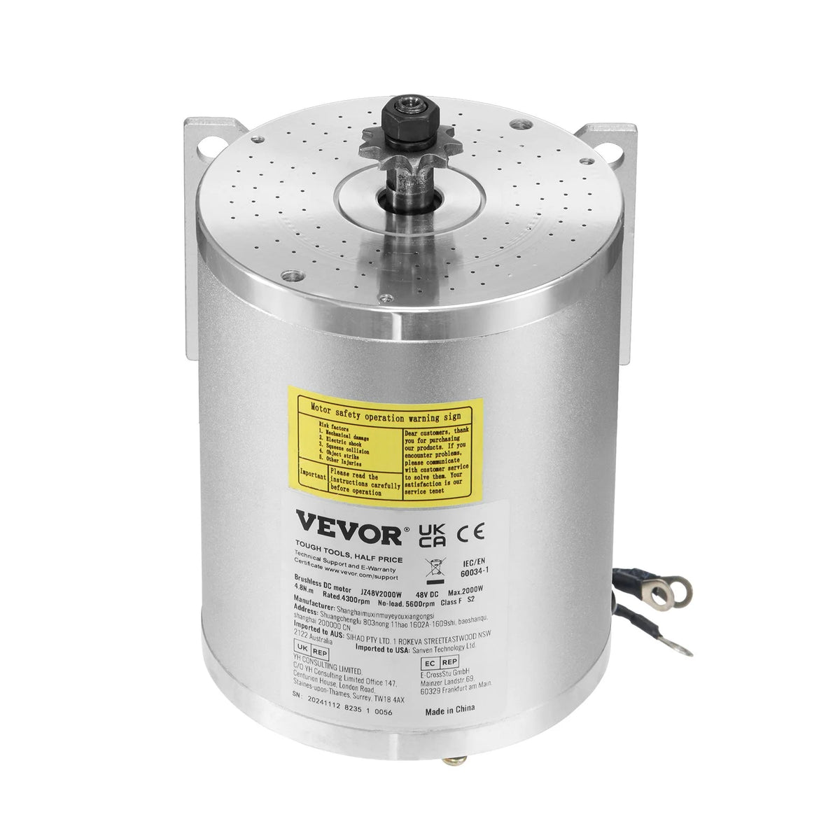 VEVOR 2000W Electric Brushless DC Motor Kit - 48V 4300rpm Motor with Upgraded Speed Controller and - view 8