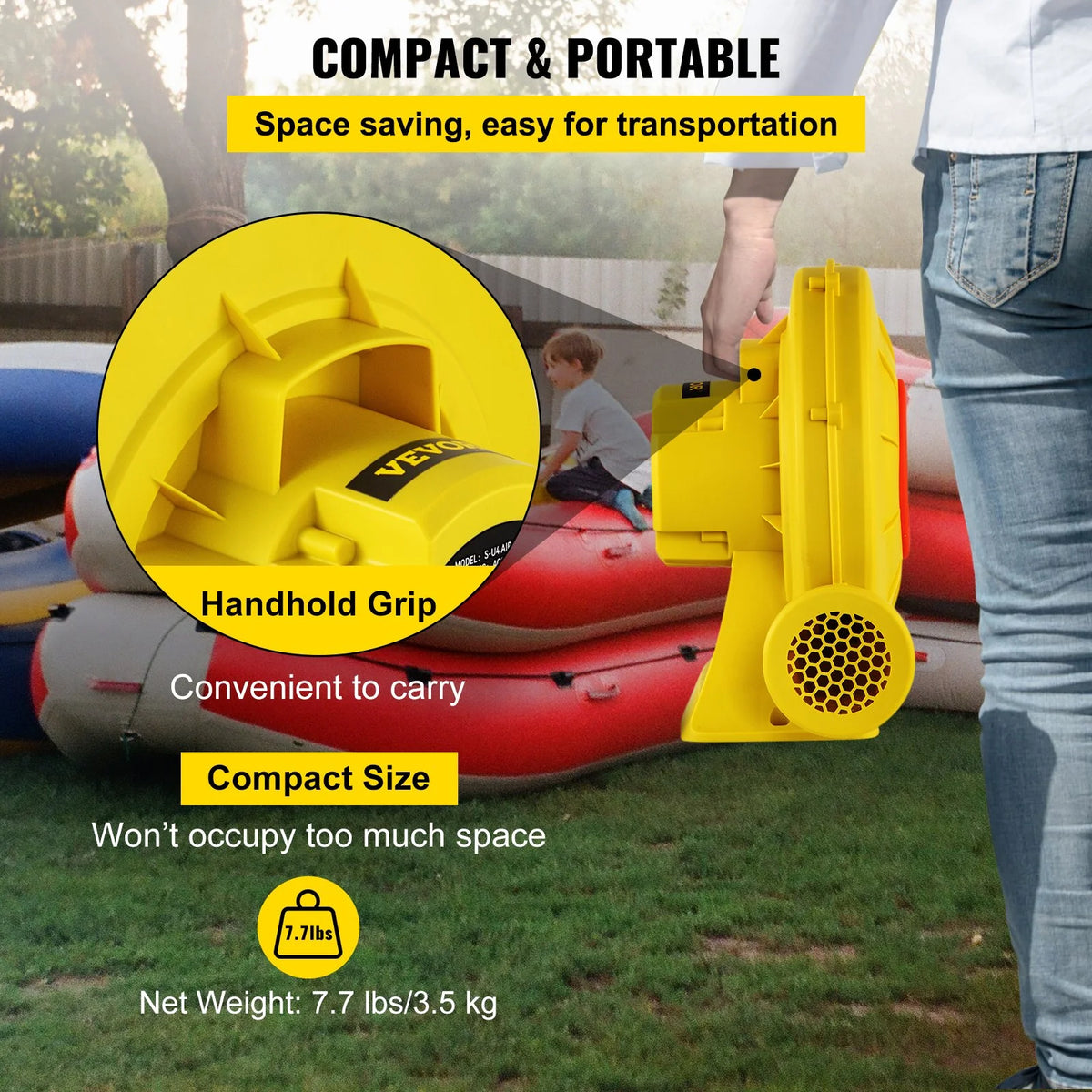 VEVOR Air Blower, 450W 0.6HP Inflatable Blower, Portable and Powerful Bounce House Blower, 1750Pa - view 4