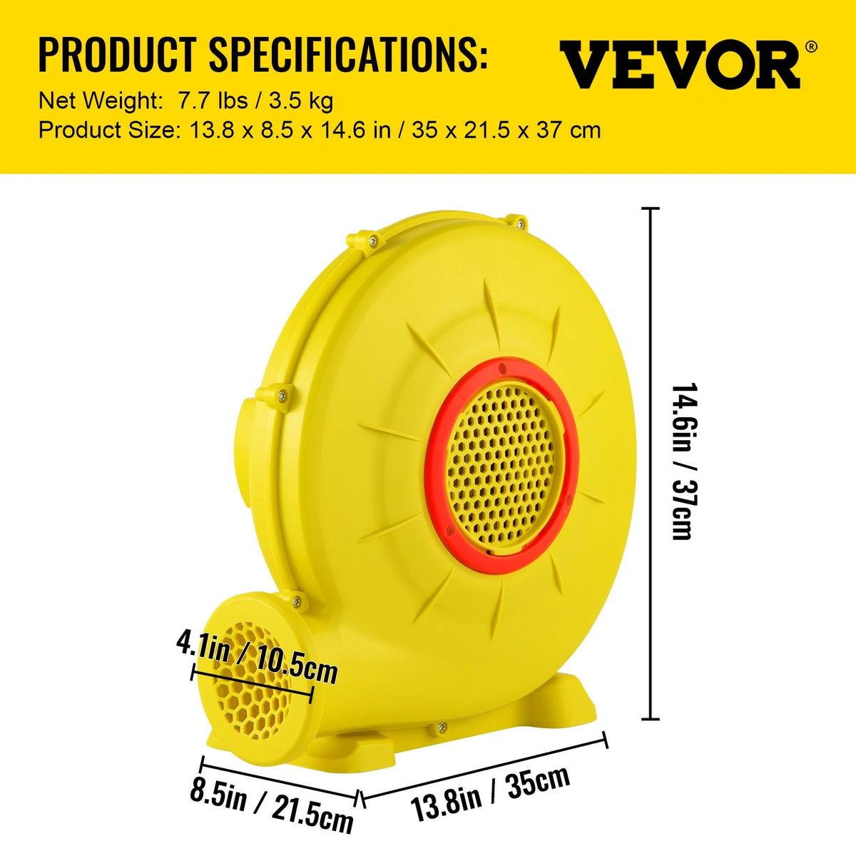 VEVOR Air Blower, 450W 0.6HP Inflatable Blower, Portable and Powerful Bounce House Blower, 1750Pa - view 6